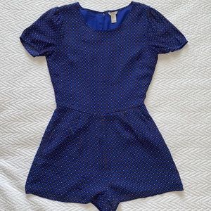 ROYAL BLUE PATTERNED SHORTS ROMPER WITH POCKETS SIZE S